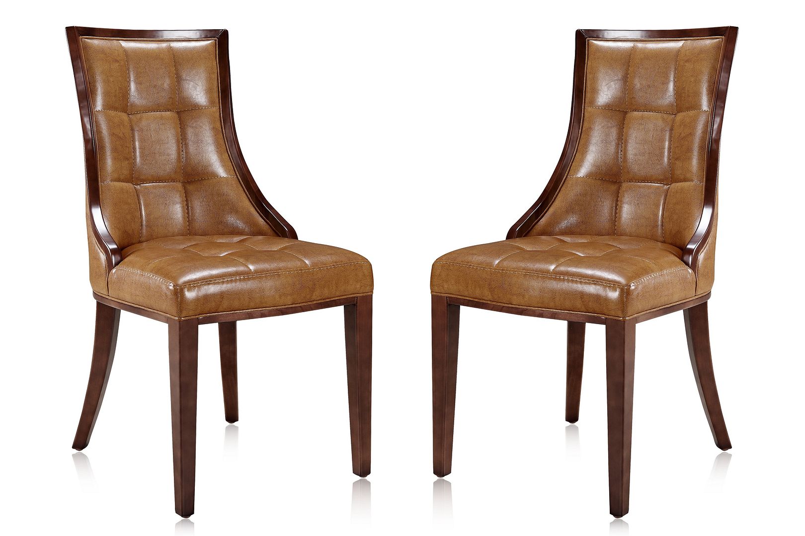 Manhattan Comfort Fifth Avenue Cream and Walnut Faux Leather Dining Chair (Set of Two) | Dining Chairs | Modishstore - 19