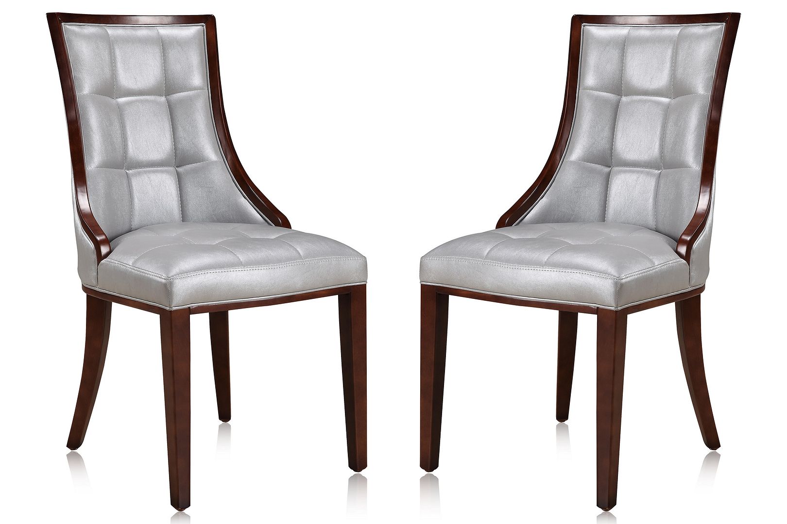 Manhattan Comfort Fifth Avenue Cream and Walnut Faux Leather Dining Chair (Set of Two) | Dining Chairs | Modishstore - 13