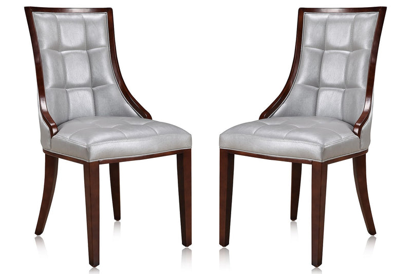 Manhattan Comfort Fifth Avenue Cream and Walnut Faux Leather Dining Chair (Set of Two) | Dining Chairs | Modishstore - 13