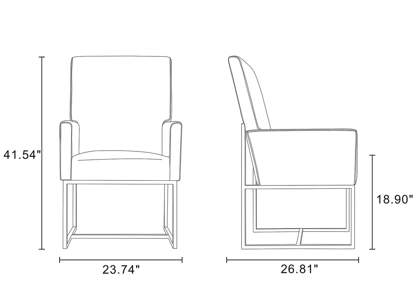 Manhattan Comfort Element Blue Velvet Dining Armchair | Dining Chairs | Modishstore - 23
