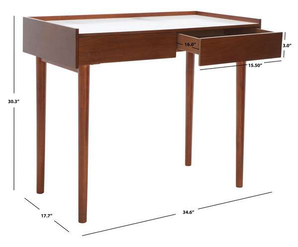Safavieh Henley 2 Drawer Desk - Brown | Desks | Modishstore - 4