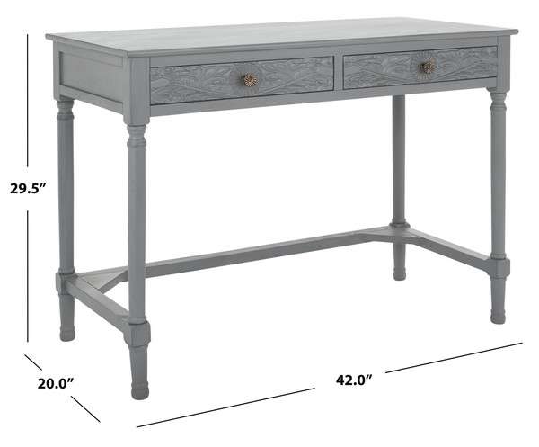 Safavieh Ryleigh 2 Drawer Desk - Distressed Gray | Desks | Modishstore - 4
