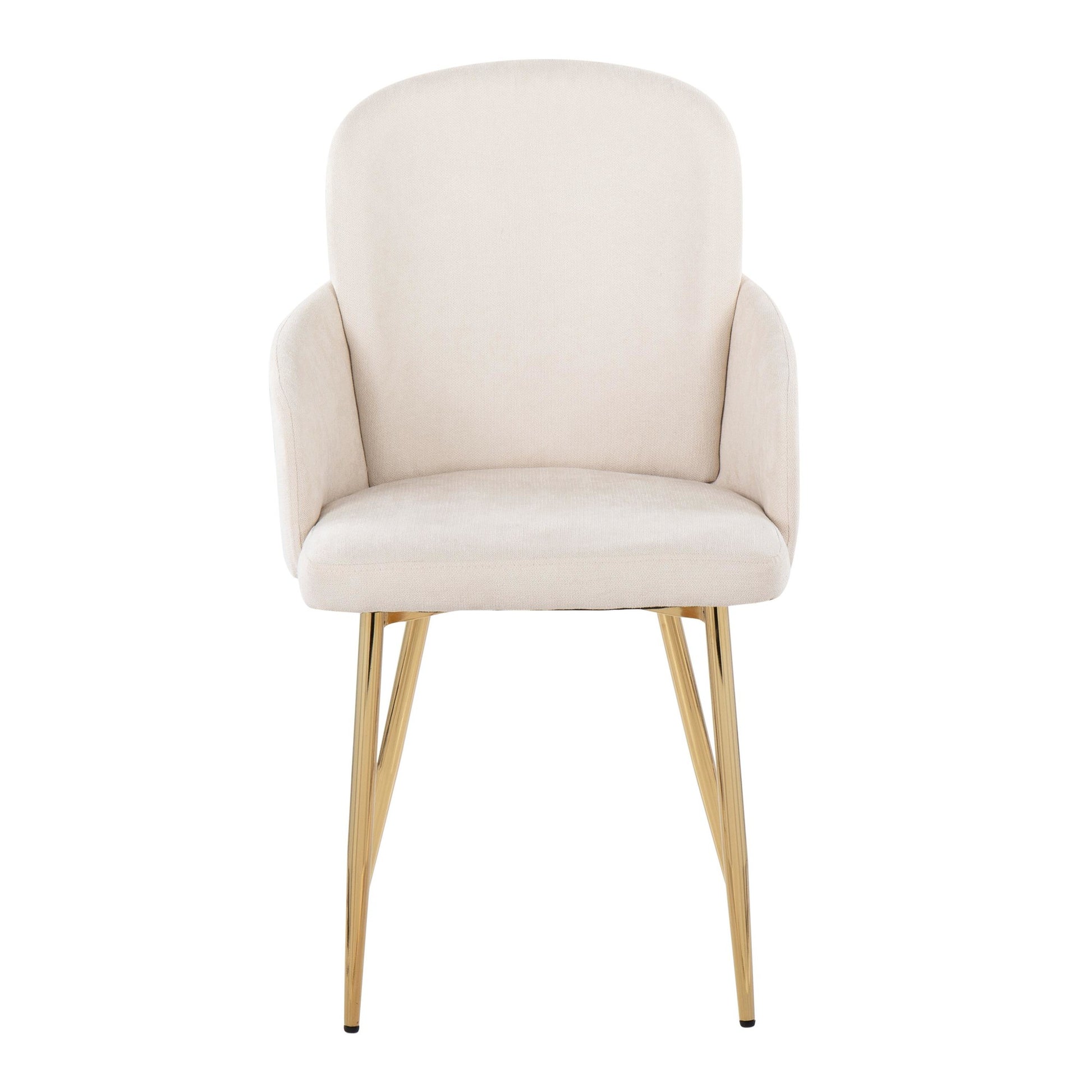 Dahlia Contemporary Dining Chair in Gold Metal and Cream Fabric with Chrome Accent By LumiSource - Set of 2 | Dining Chairs | Modishstore - 2