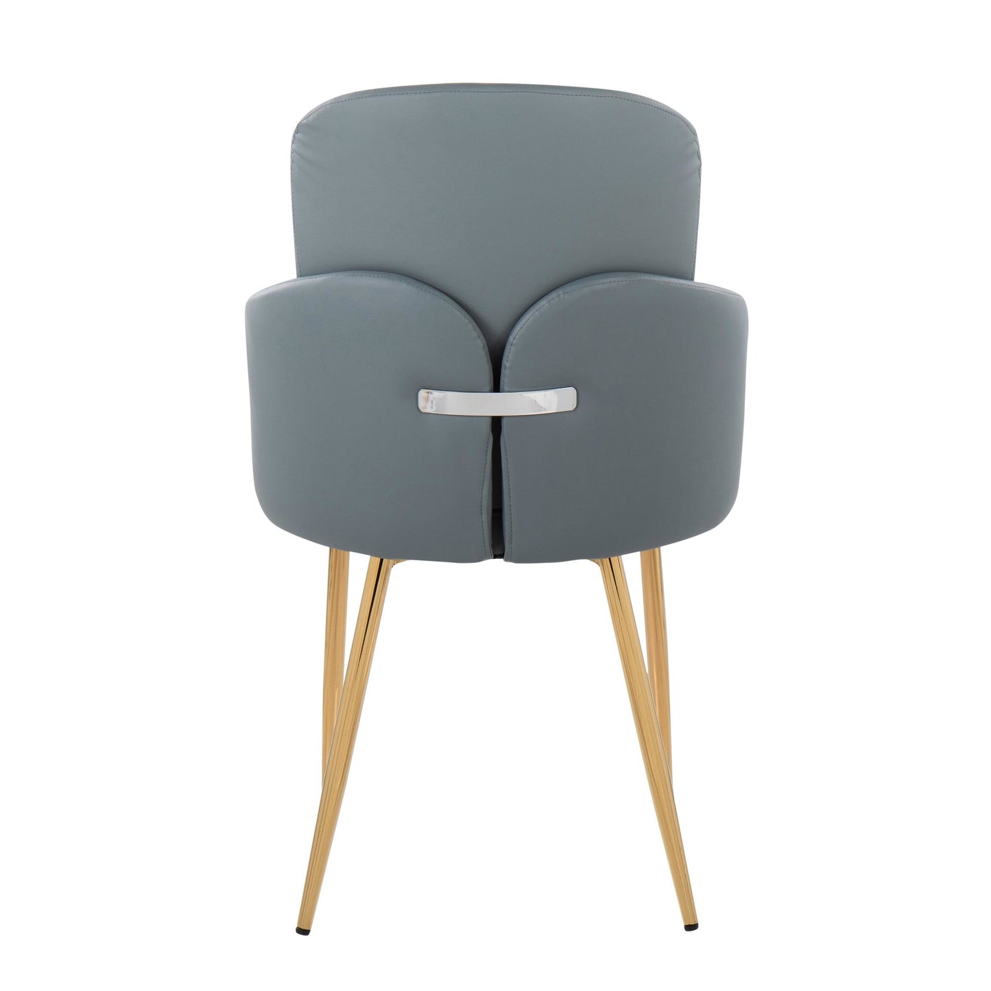 Dahlia Contemporary Dining Chair in Gold Metal and Grey Faux Leather with Chrome Accent By LumiSource - Set of 2 | Dining Chairs | Modishstore - 8