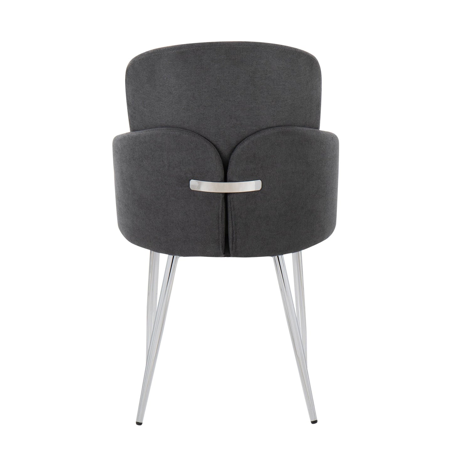 Dahlia Contemporary Dining Chair in Chrome Metal and Cream Fabric with Chrome Accent By LumiSource - Set of 2 | Dining Chairs | Modishstore - 16