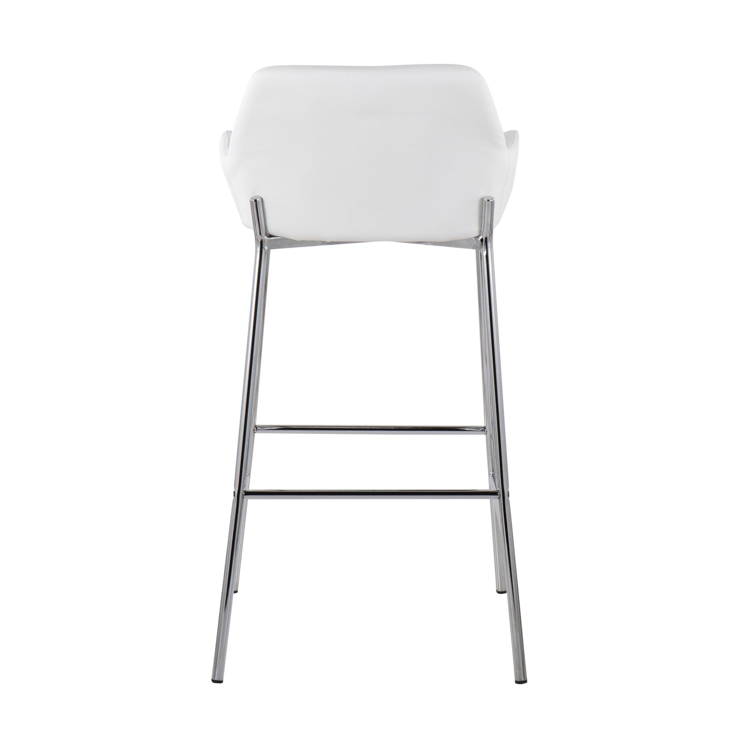 Daniella Contemporary Fixed-Height Bar Stool in Chrome Metal and Camel Faux Leather By LumiSource - Set of 2 | Bar Stools | Modishstore - 24