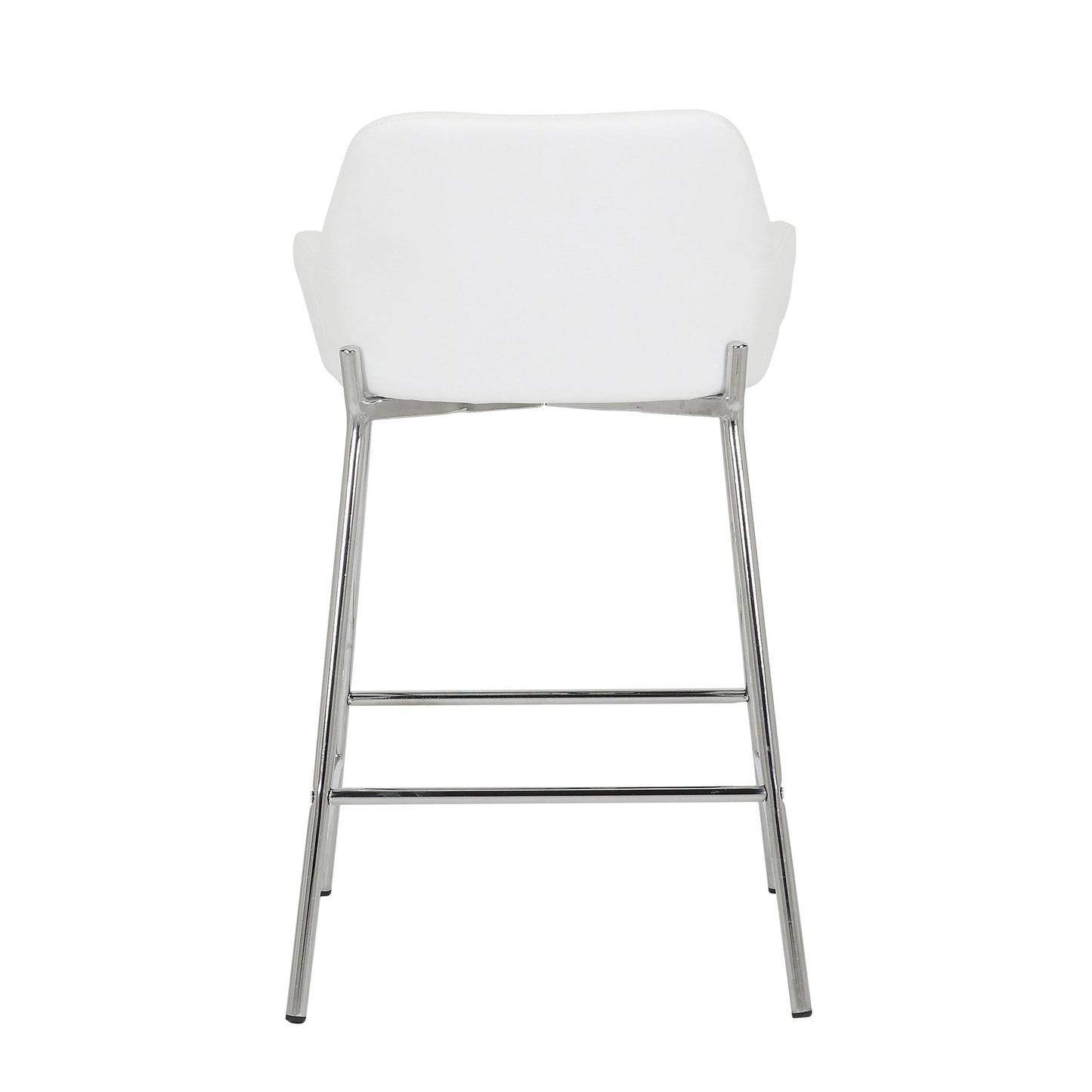 Daniella Contemporary Fixed-Height Counter Stool in Chrome Metal and Camel Faux Leather By LumiSource - Set of 2 | Counter Stools | Modishstore - 30