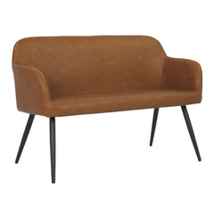 LumiSource Daniella High Back Bench with PU Leather, Foam,Industrial Styling  Painted Steel and Black Steel, Camel PU