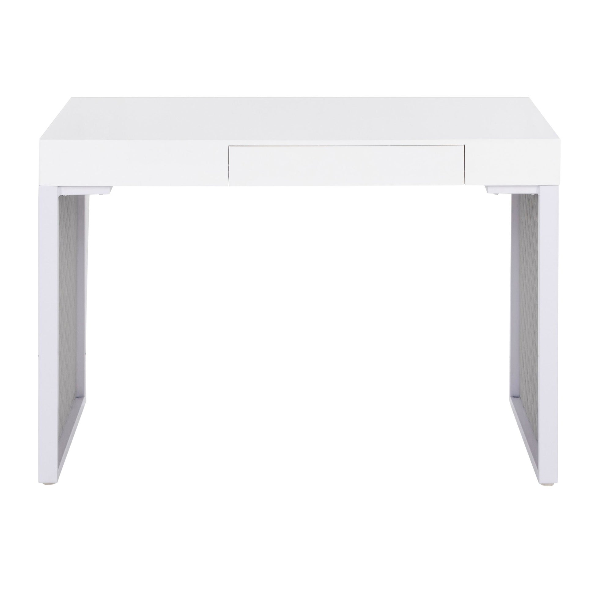Drift Contemporary Upholstered Desk in Black Steel, Black Wood and Silver Velvet By LumiSource | Desks | Modishstore - 16