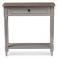 Baxton Studio Edouard French Provincial Style White Wash Distressed Wood and Grey Two-tone 1-drawer Console Table | Console Tables | Modishstore - 3