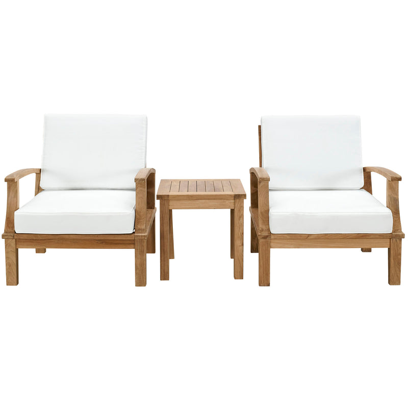 Modway EEI-1487 Marina 3 Piece Outdoor Patio Teak Sofa Set - Natural White | Outdoor Sofas, Loveseats & Sectionals | Modishstore-2
