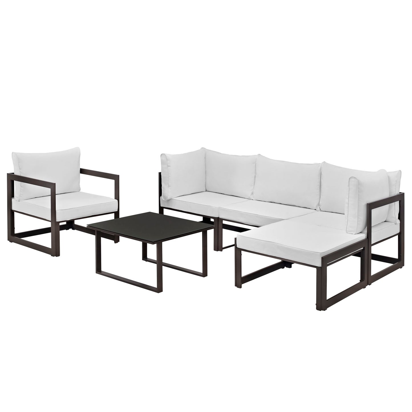 Modway Fortuna 6 Piece Outdoor Patio Sectional Sofa Set - EEI-1731 - EEI-1731 | Outdoor Sofas, Loveseats & Sectionals | Modishstore - 2