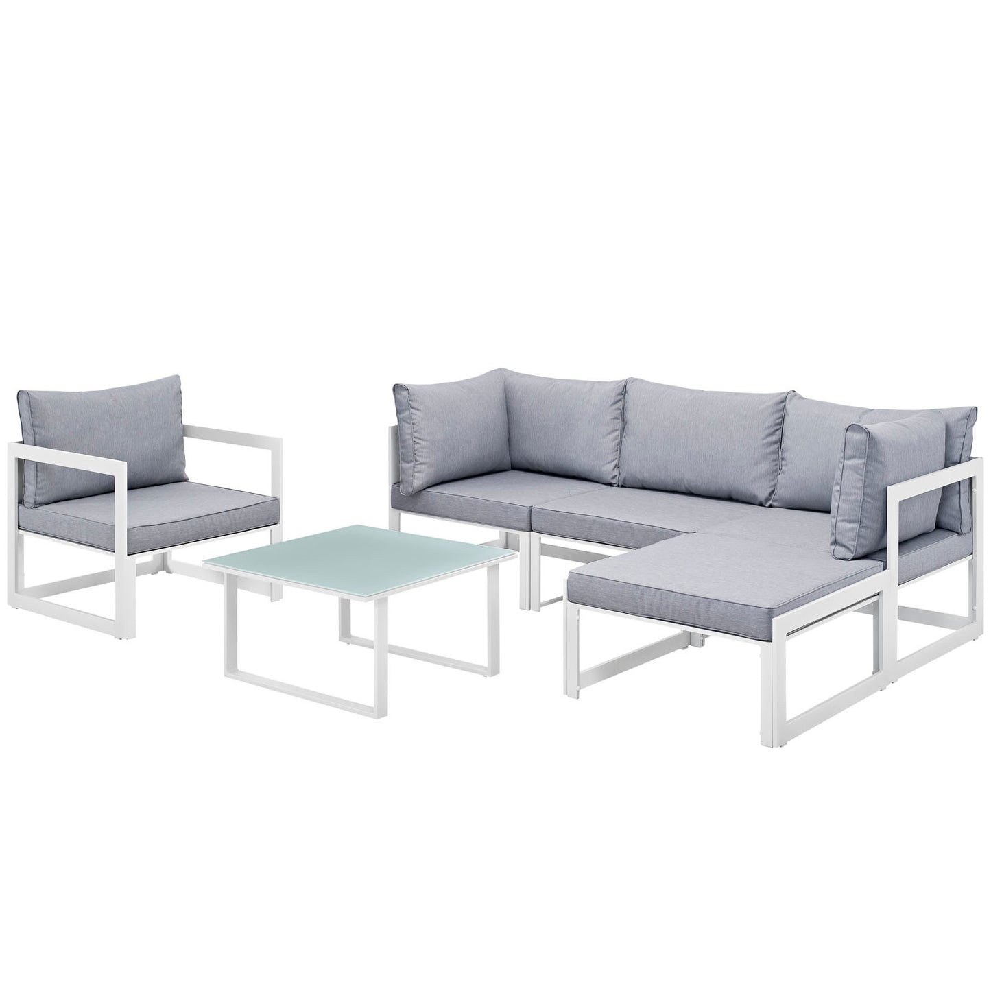 Modway Fortuna 6 Piece Outdoor Patio Sectional Sofa Set - EEI-1731 - EEI-1731 | Outdoor Sofas, Loveseats & Sectionals | Modishstore - 1
