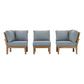 Modway EEI-1820 Marina 3 Piece Outdoor Patio Teak Sofa Set - Natural White | Outdoor Sofas, Loveseats & Sectionals | Modishstore-2