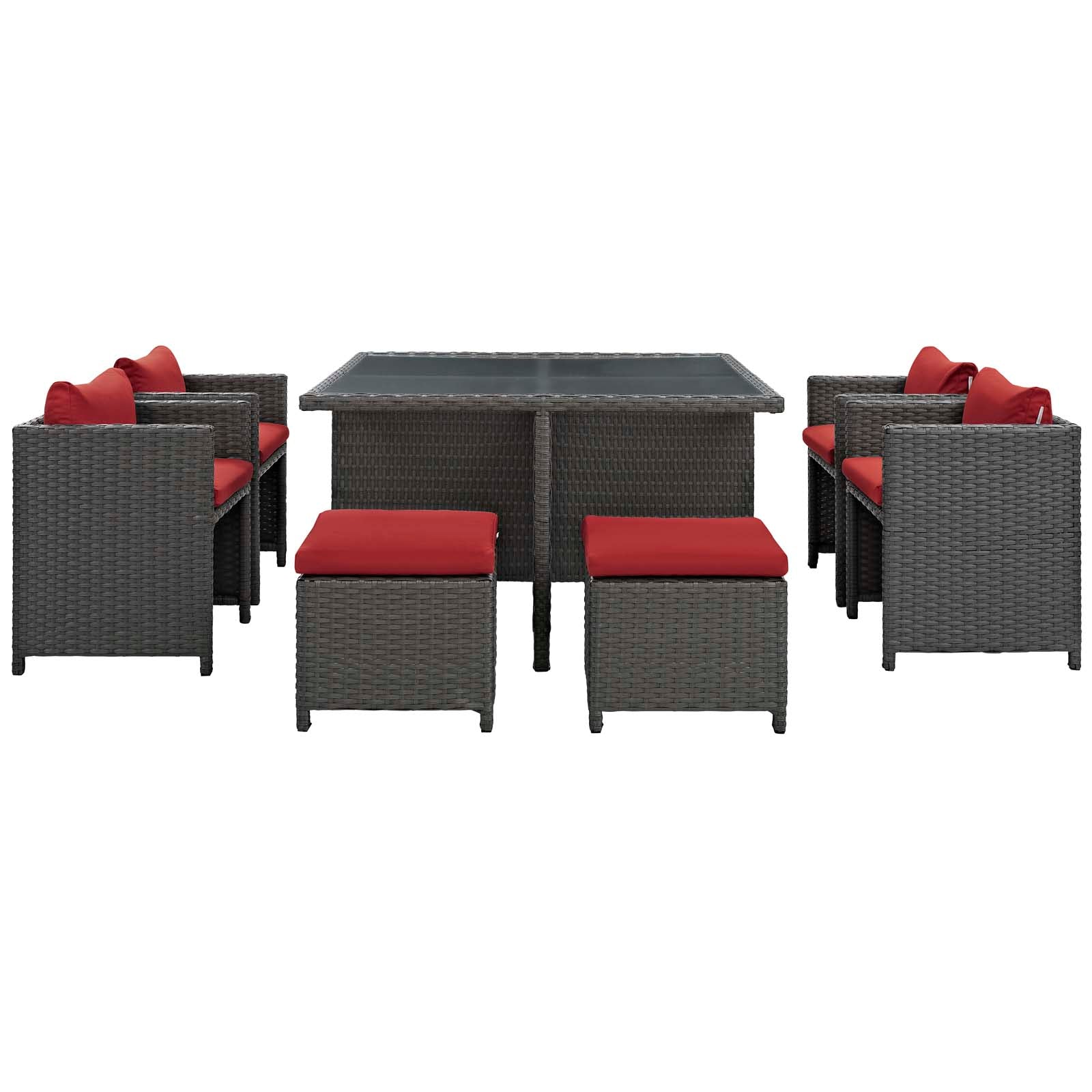 Modway Sojourn 9 Piece Outdoor Patio Glass Top Dining Set | Outdoor Dining Set | Modishstore-19
