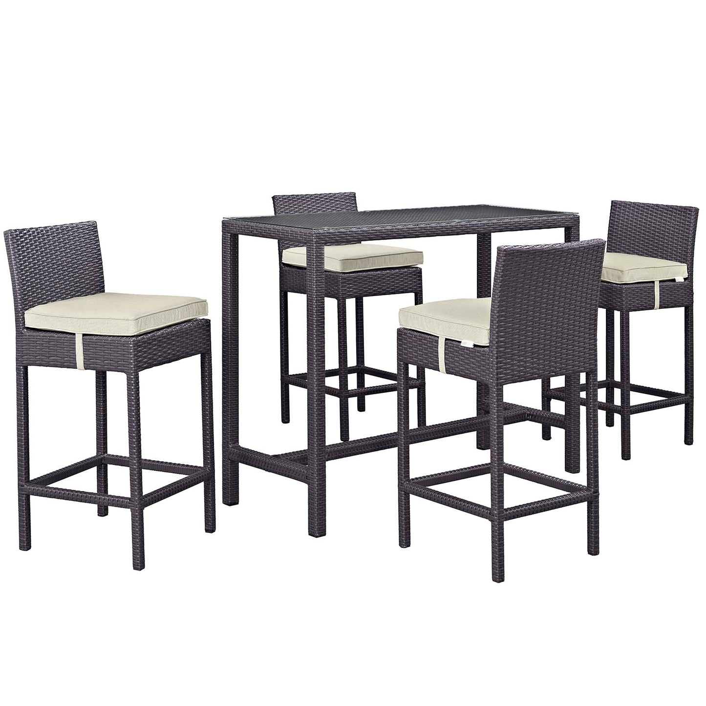 Modway Convene 5 Piece Outdoor Patio Pub Set - Large Bar Table - EEI-1964 | Outdoor Dining Sets | Modishstore - 7