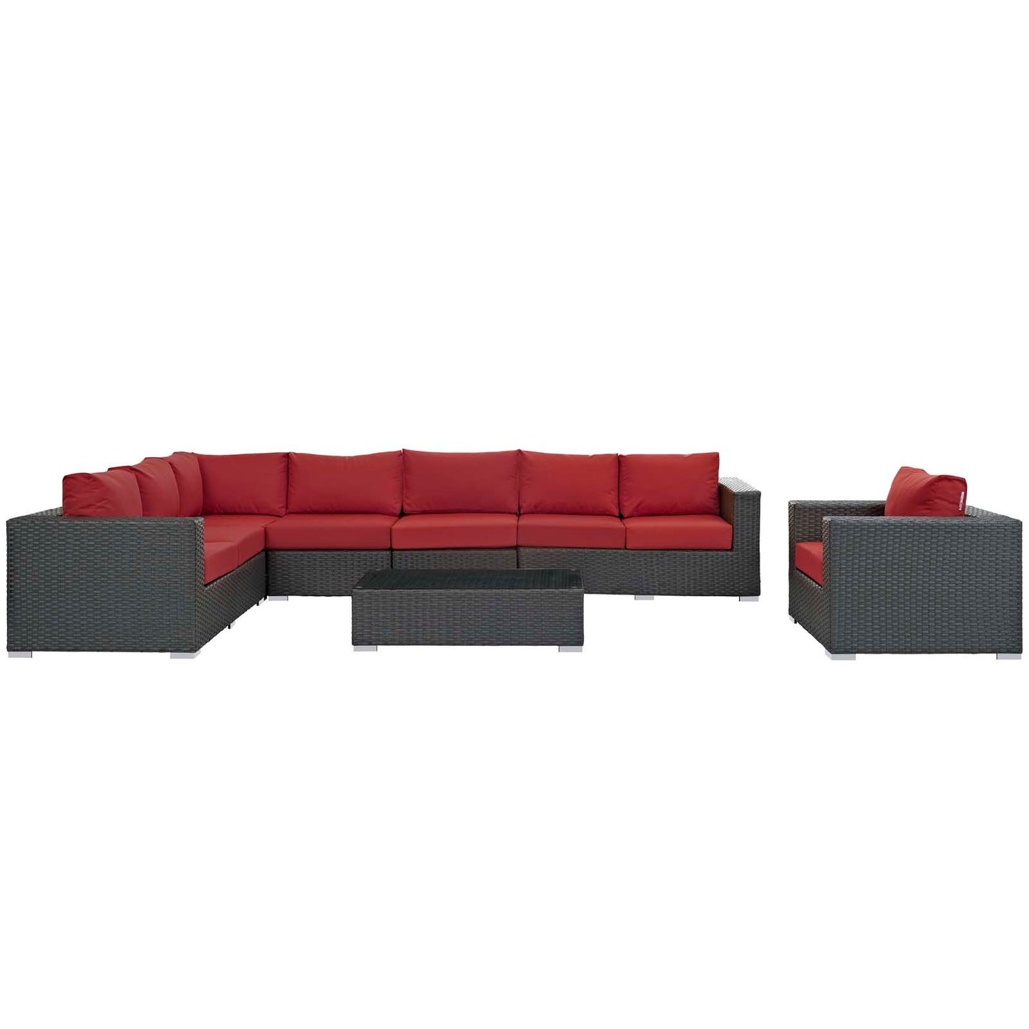 Sojourn 7 Piece Outdoor Patio Sunbrella® Sectional Set By Modway - EEI-2013 | Outdoor Sofas, Loveseats & Sectionals | Modishstore - 4