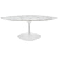 Modway Lippa 48" Oval-Shaped Artificial Marble Coffee Table in White | Coffee Tables | Modishstore-2