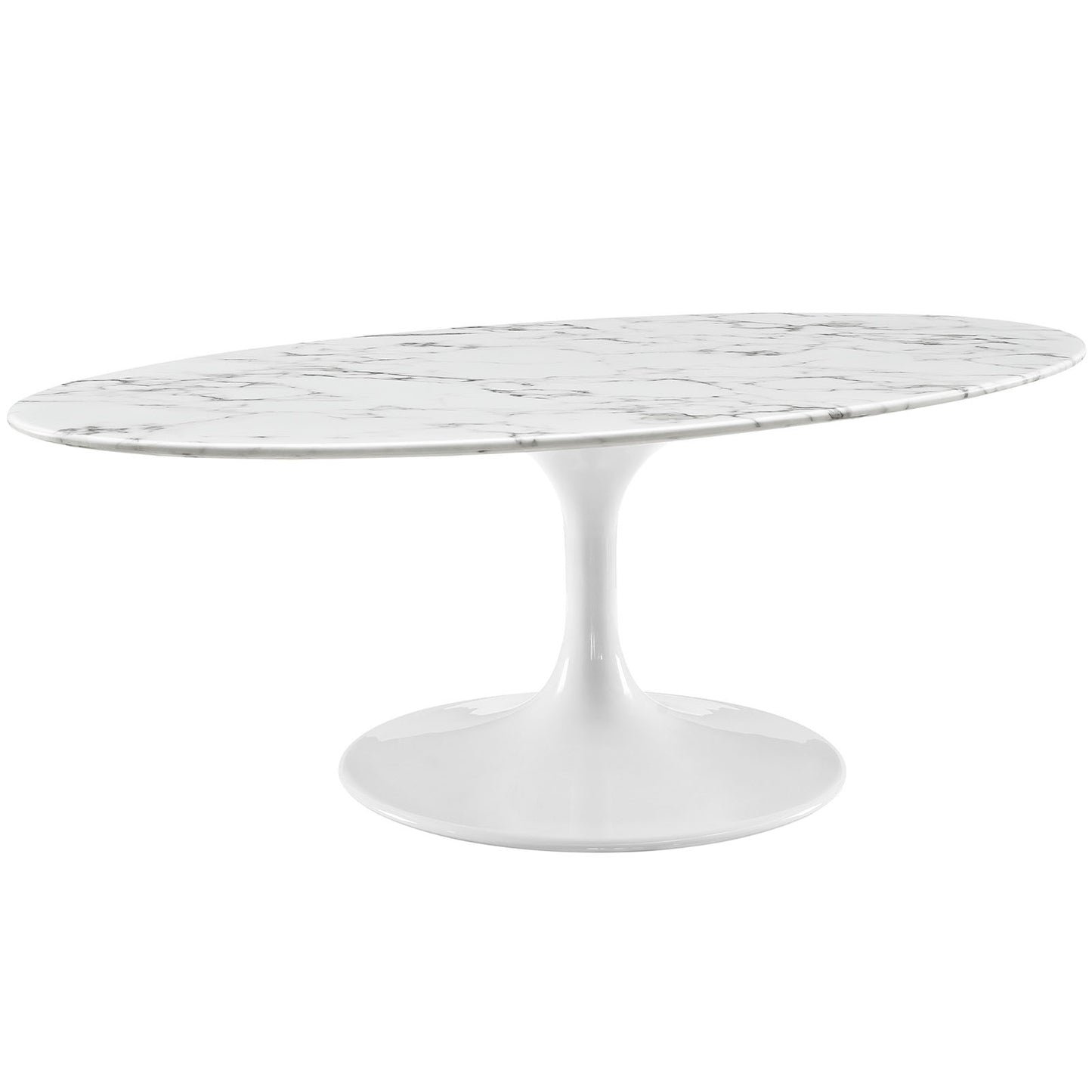 Modway Lippa 48" Oval-Shaped Artificial Marble Coffee Table in White | Coffee Tables | Modishstore-3