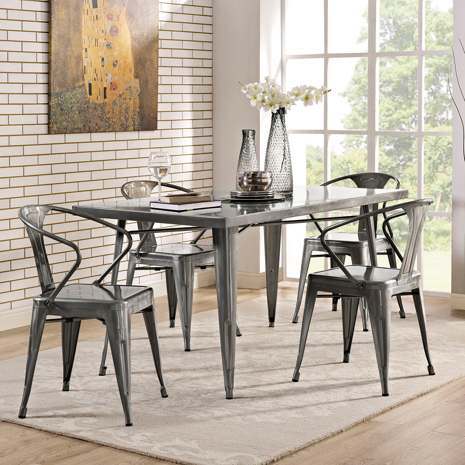 Modway Alacrity Rectangle Metal Dining Table Gunmetal EEI-2033