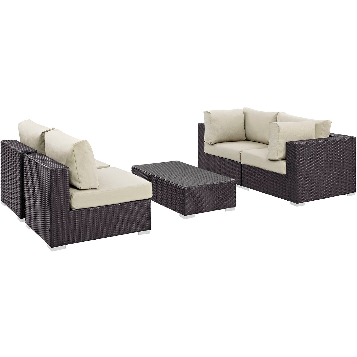 Modway Convene 5 Piece Outdoor Patio Coffee Table Set - EEI-2163 | Outdoor Sofas, Loveseats & Sectionals | Modishstore - 7