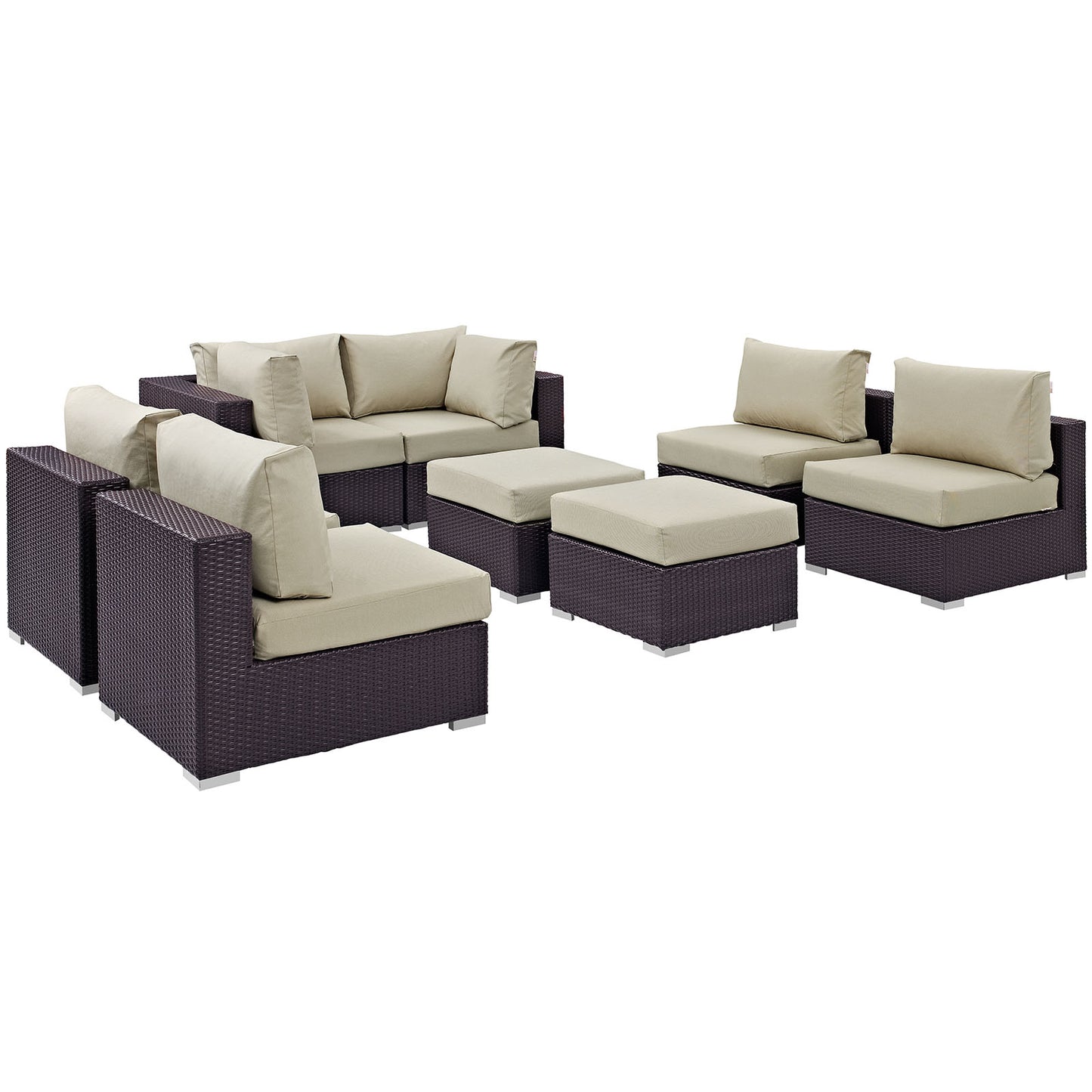 Modway Convene 8 Piece Outdoor Patio Sectional Set - EEI-2204 - EEI-2204 | Outdoor Sofas, Loveseats & Sectionals | Modishstore - 7