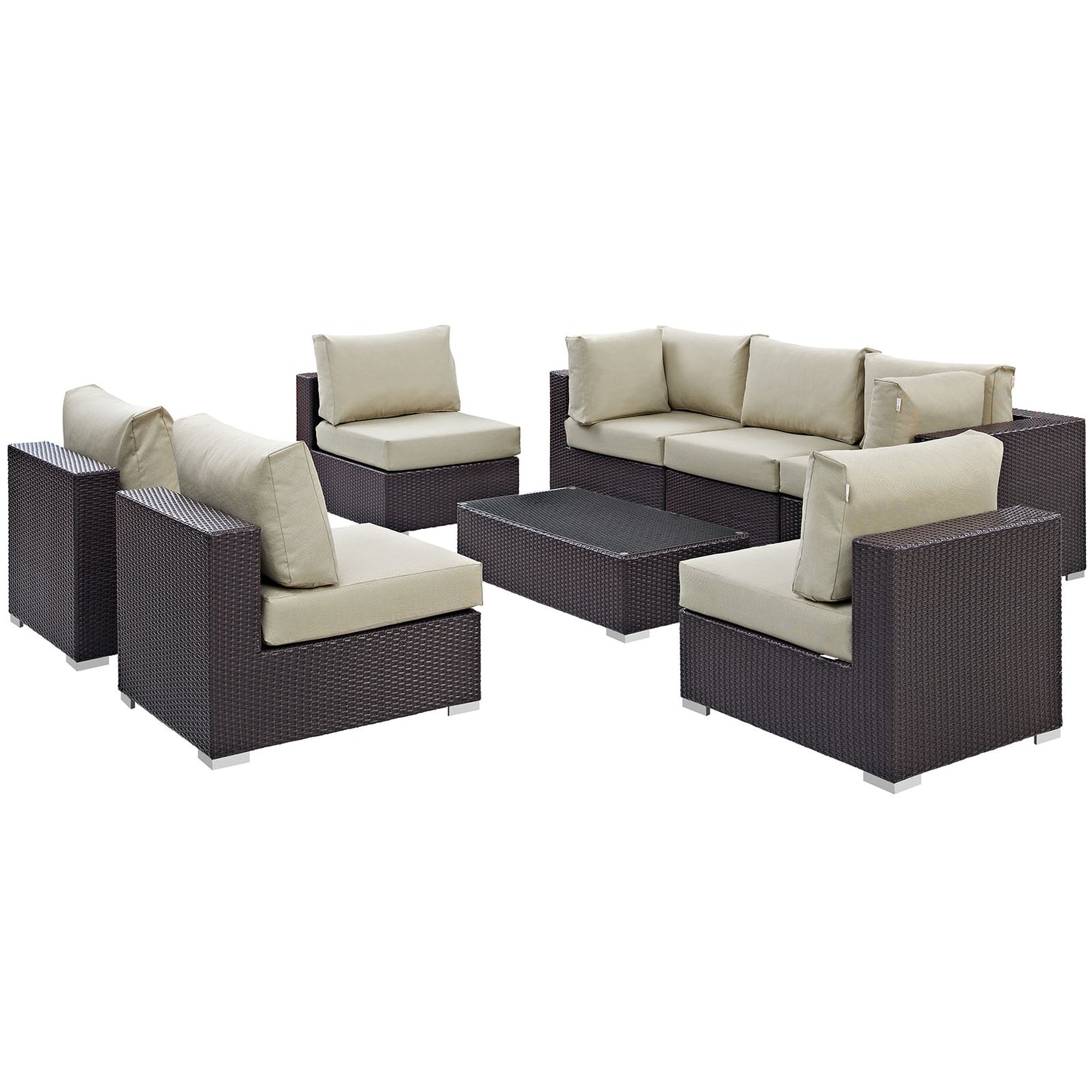 Modway Convene 8 Piece Outdoor Patio Sectional Set - EEI-2205 - EEI-2205 | Outdoor Sofas, Loveseats & Sectionals | Modishstore - 7