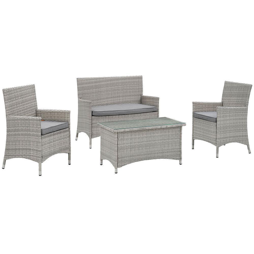 Modway Bridge 4 Piece Outdoor Patio Rattan Conversation Set - EEI-2212 | Outdoor Sofas, Loveseats & Sectionals | Modishstore - 19