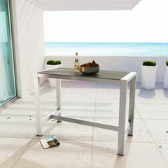 Modway Shore Outdoor Patio Aluminum Rectangle Bar Table - Silver Gray - EEI-2253