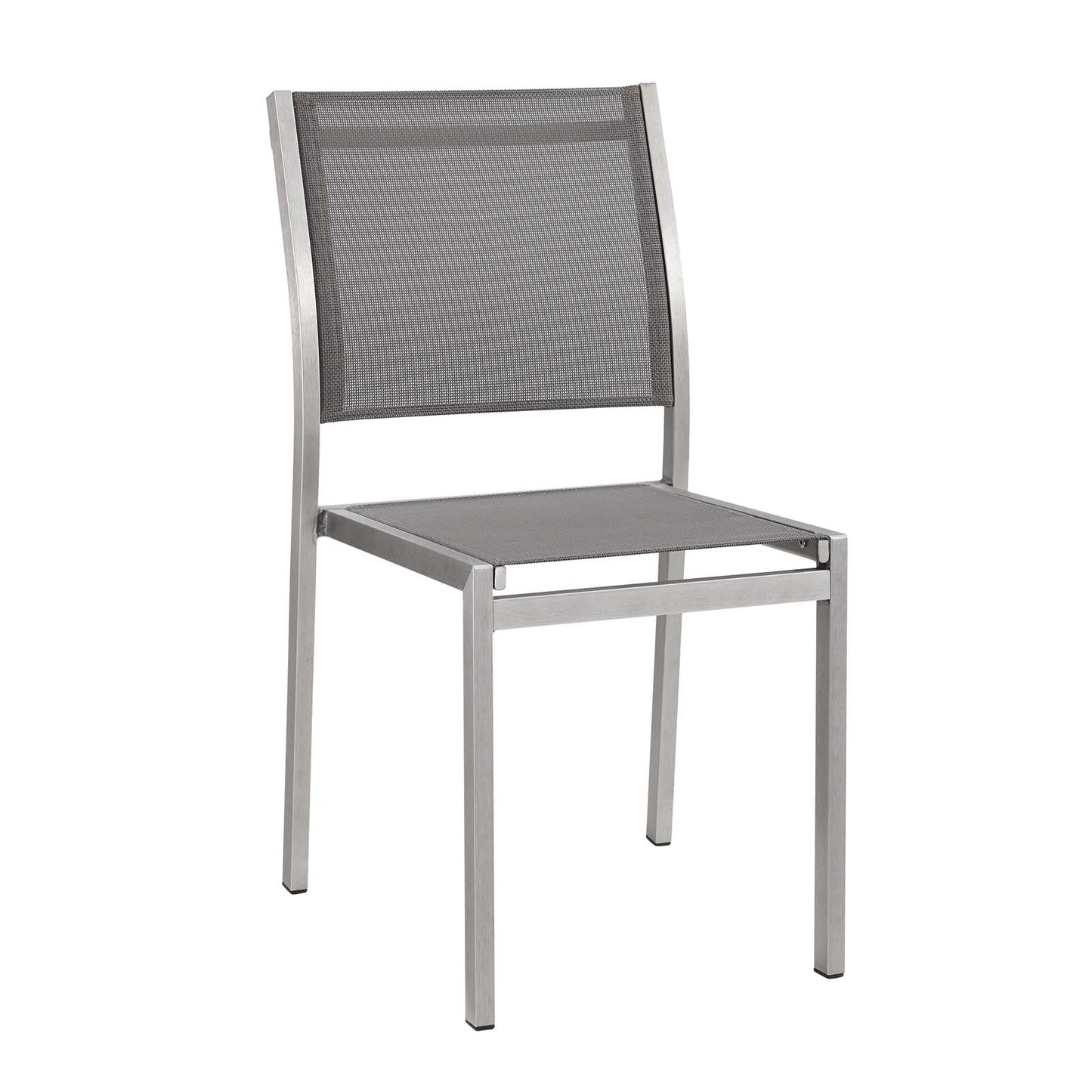 Modway Shore Outdoor Patio Aluminum Side Chair - Silver Black - EEI-2259 | Outdoor Chairs | Modishstore - 1