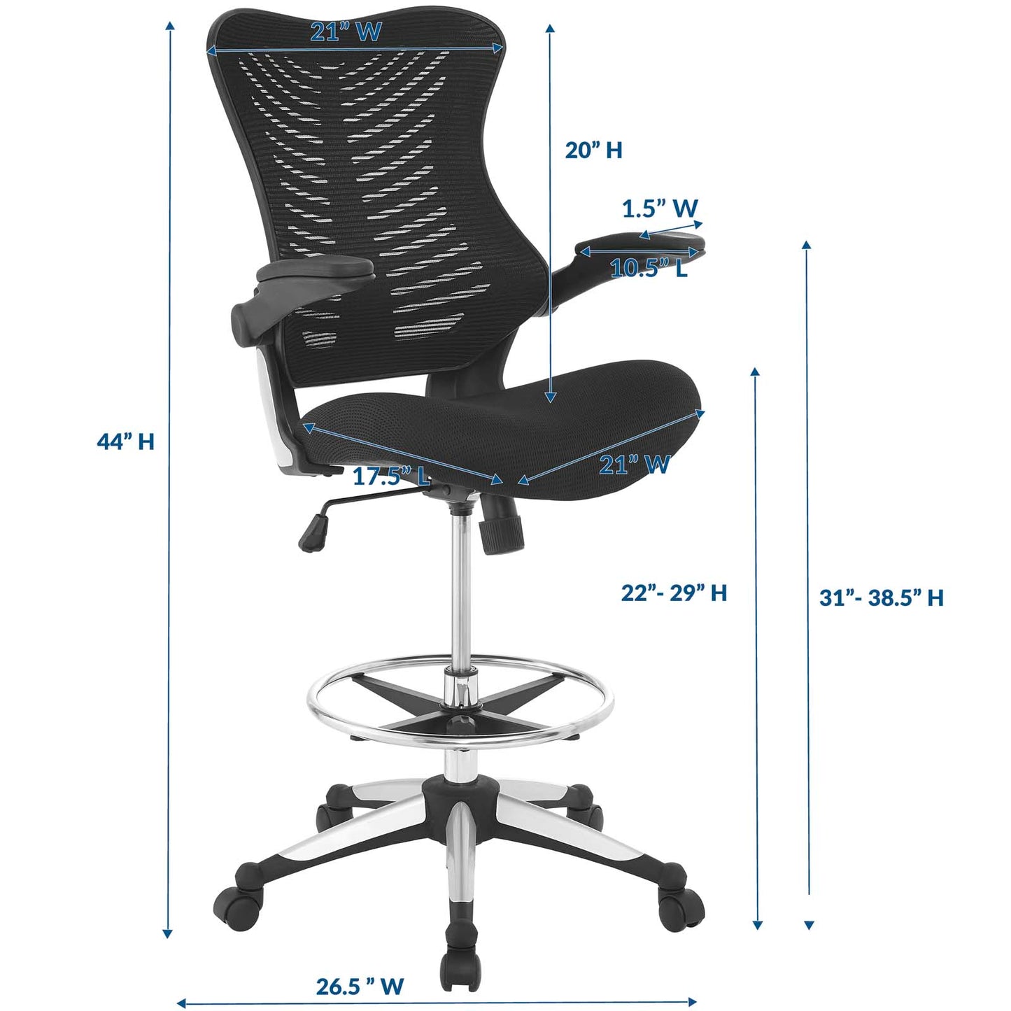 Modway Charge Drafting Chair - Black | Office Chairs | Modishstore-6