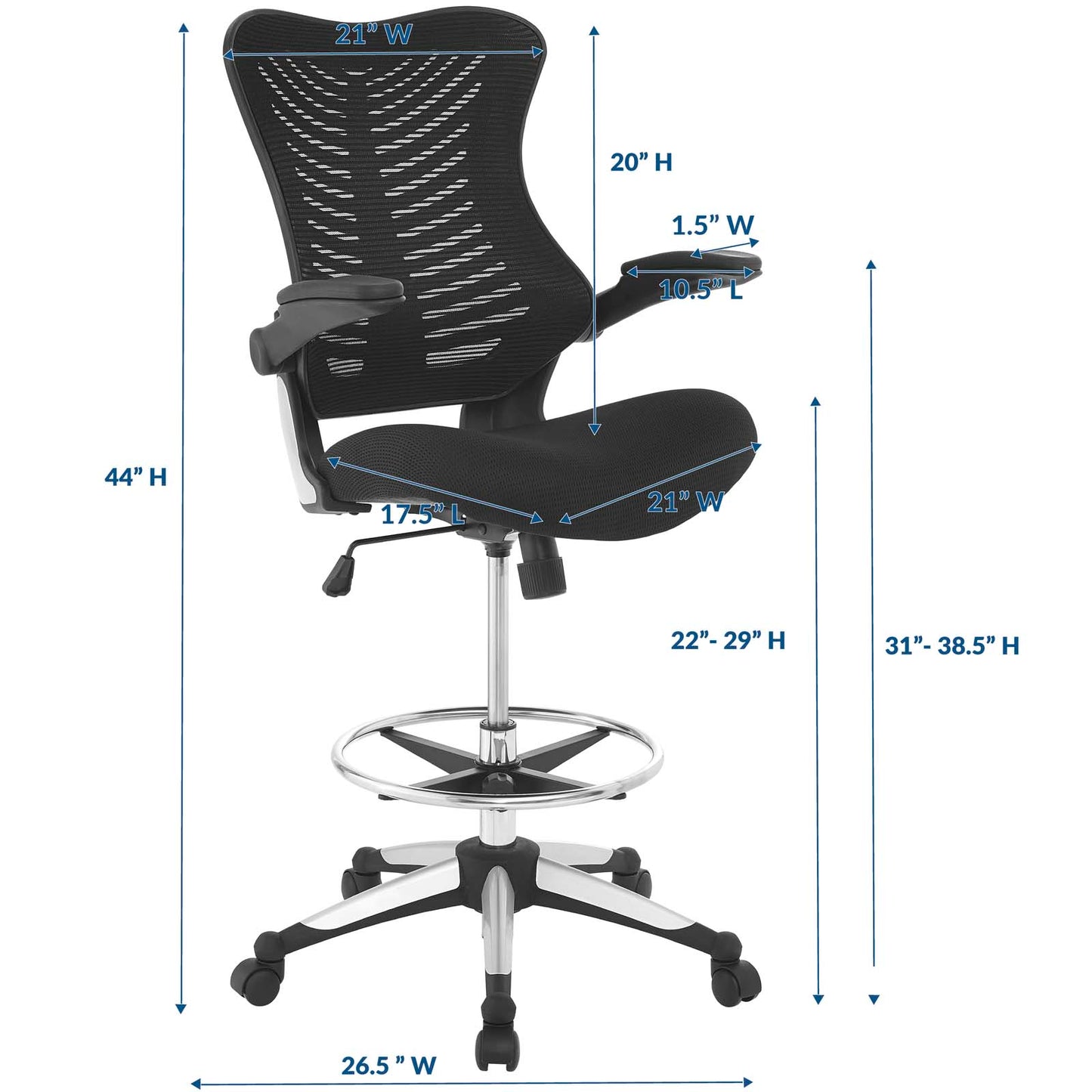 Modway Charge Drafting Chair - Black - EEI-2286 | Office Chairs | Modishstore - 6