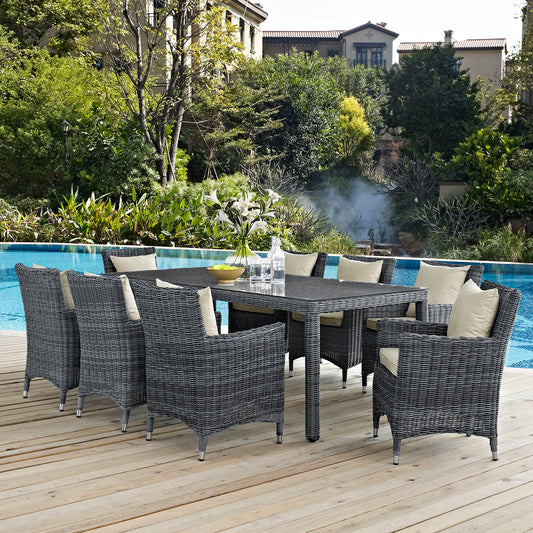 Summon 9 Piece Outdoor Patio Sunbrella® Dining Set By Modway - EEI-2331 | Outdoor Dining Sets | Modishstore