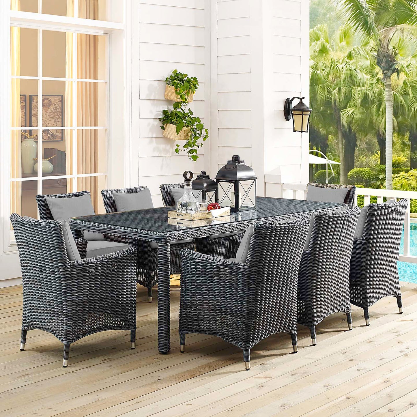 Summon 9 Piece Outdoor Patio Sunbrella® Dining Set By Modway - EEI-2331 | Outdoor Dining Sets | Modishstore - 8