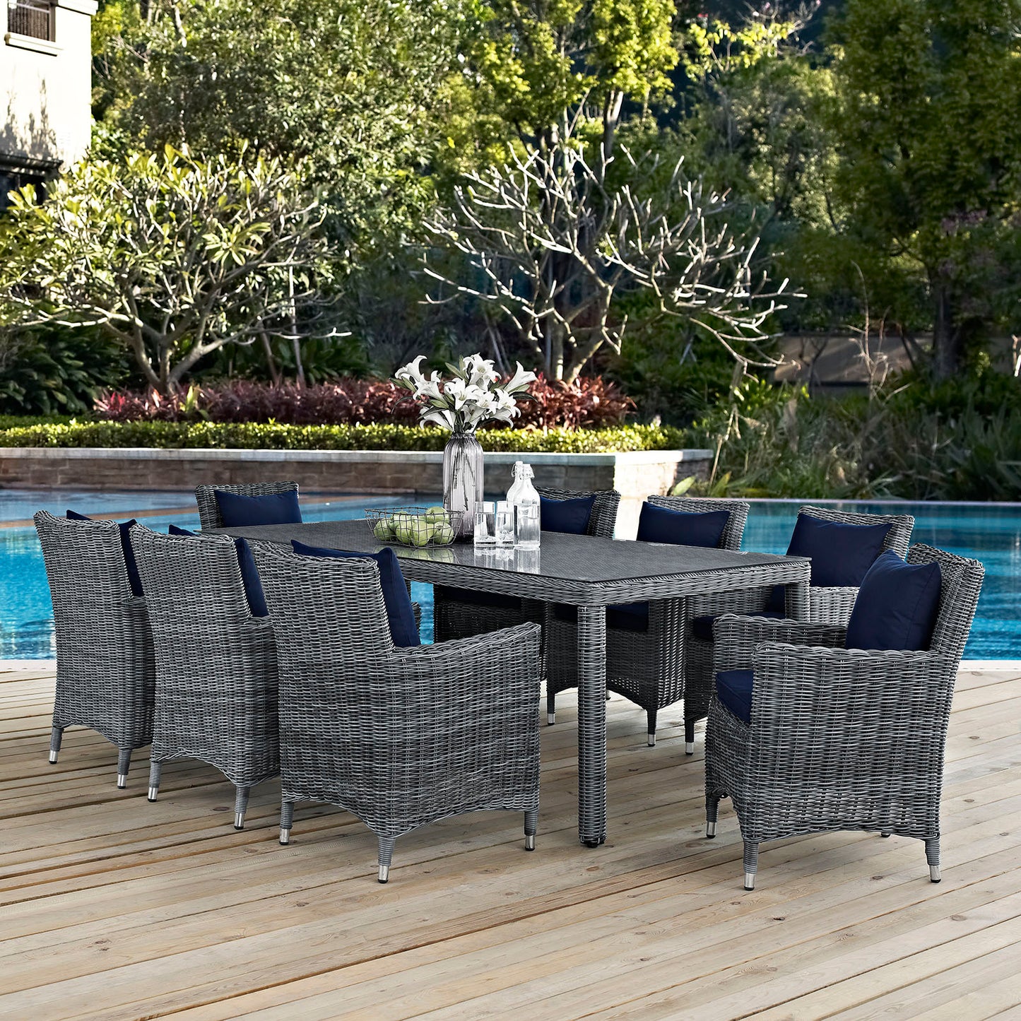 Summon 9 Piece Outdoor Patio Sunbrella® Dining Set By Modway - EEI-2331 | Outdoor Dining Sets | Modishstore - 15