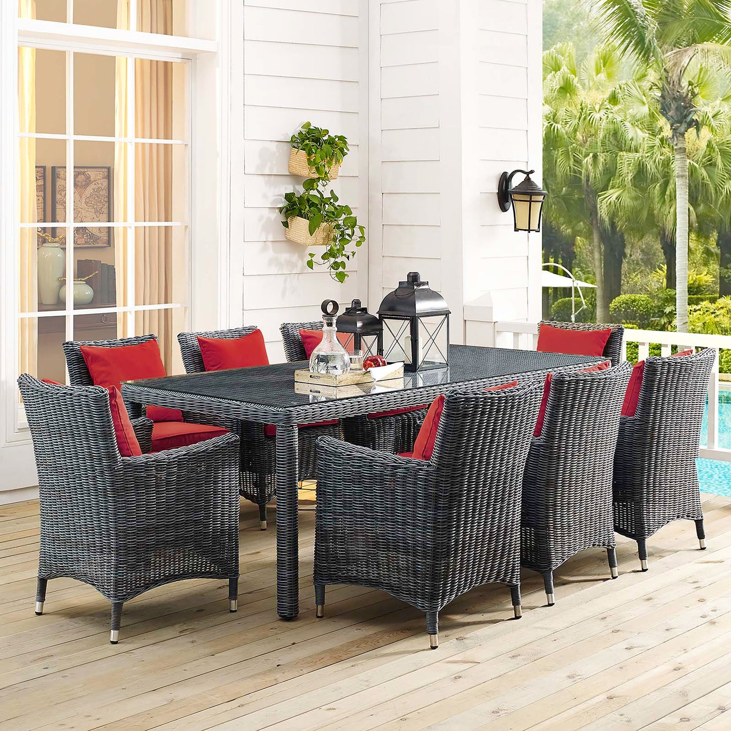 Summon 9 Piece Outdoor Patio Sunbrella® Dining Set By Modway - EEI-2331 | Outdoor Dining Sets | Modishstore - 22