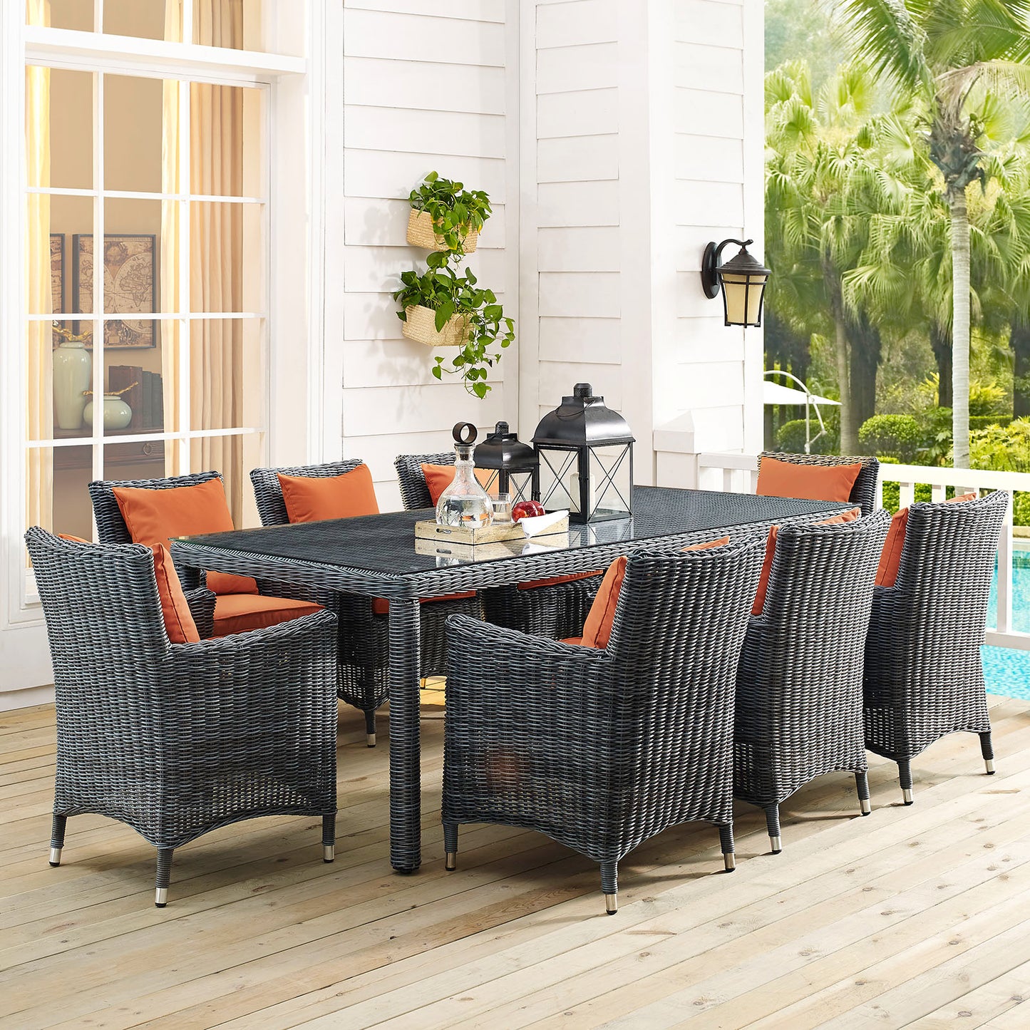 Summon 9 Piece Outdoor Patio Sunbrella® Dining Set By Modway - EEI-2331 | Outdoor Dining Sets | Modishstore - 29