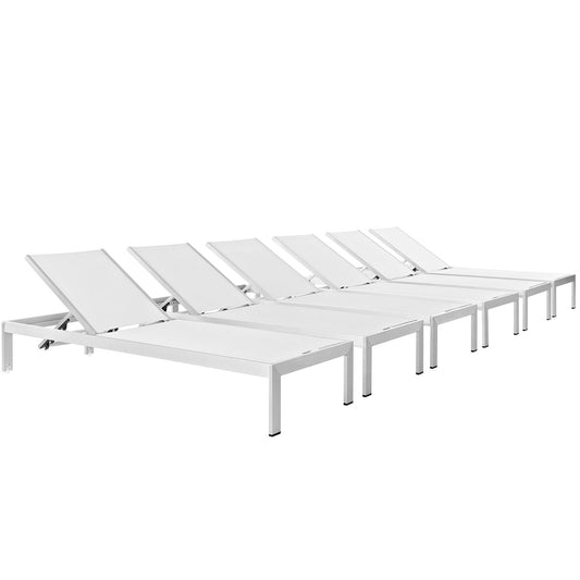Modway Shore Set of 6 Outdoor Patio Aluminum Chaise - EEI-2474 | Outdoor Recliners & Lounge Chairs | Modishstore-15