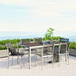 Modway EEI-2485 Shore 7 Piece Outdoor Patio Aluminum Dining Set - Silver Black | Dining Sets | Modishstore
