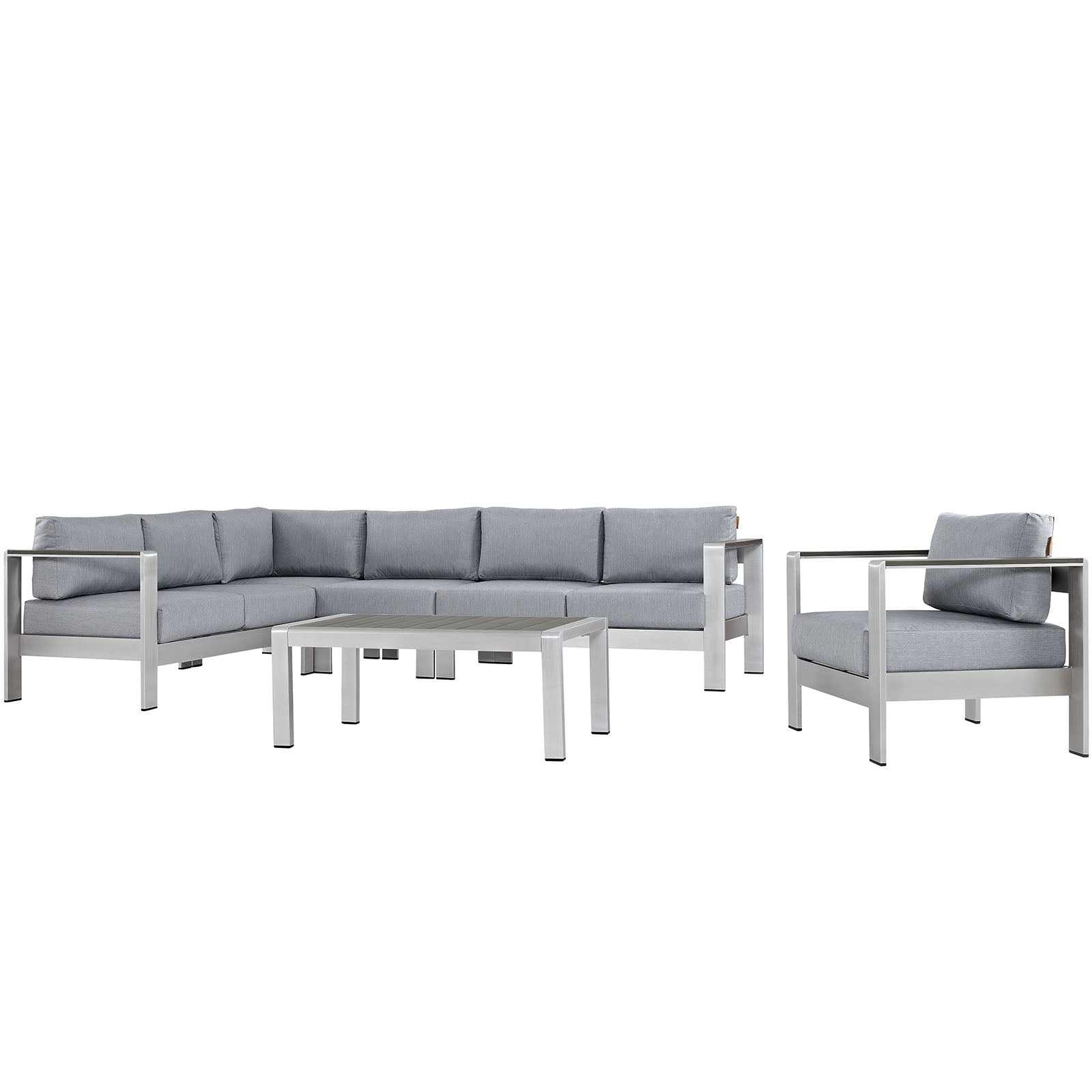 Modway EEI-2558 Shore 6 Piece Outdoor Patio Aluminum Sectional Sofa Set | Outdoor Sofas, Loveseats & Sectionals | Modishstore-34