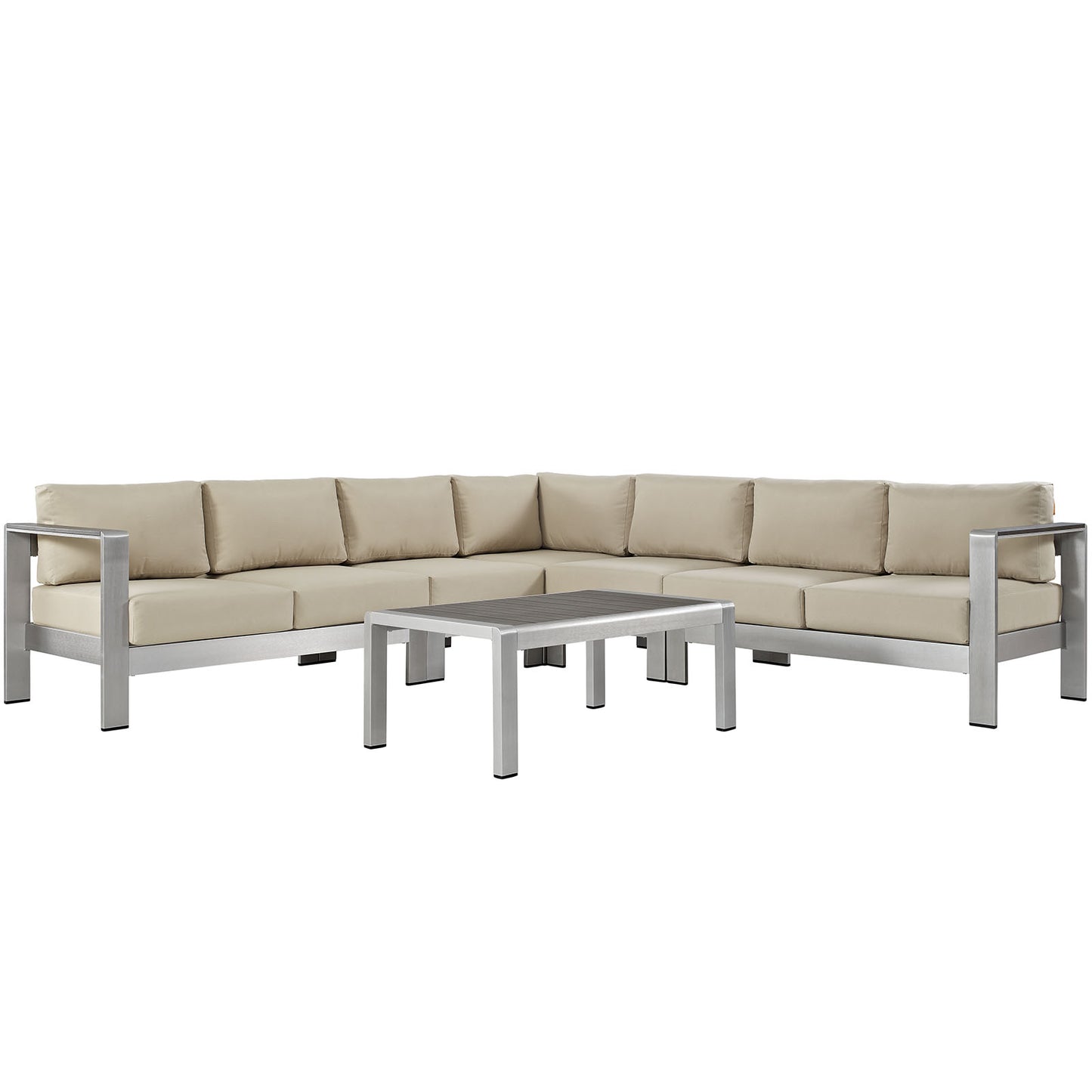 Modway EEI-2561 Shore 6 Piece Outdoor Patio Aluminum Sectional Sofa Set - EEI-2561 | Outdoor Sofas, Loveseats & Sectionals | Modishstore - 4