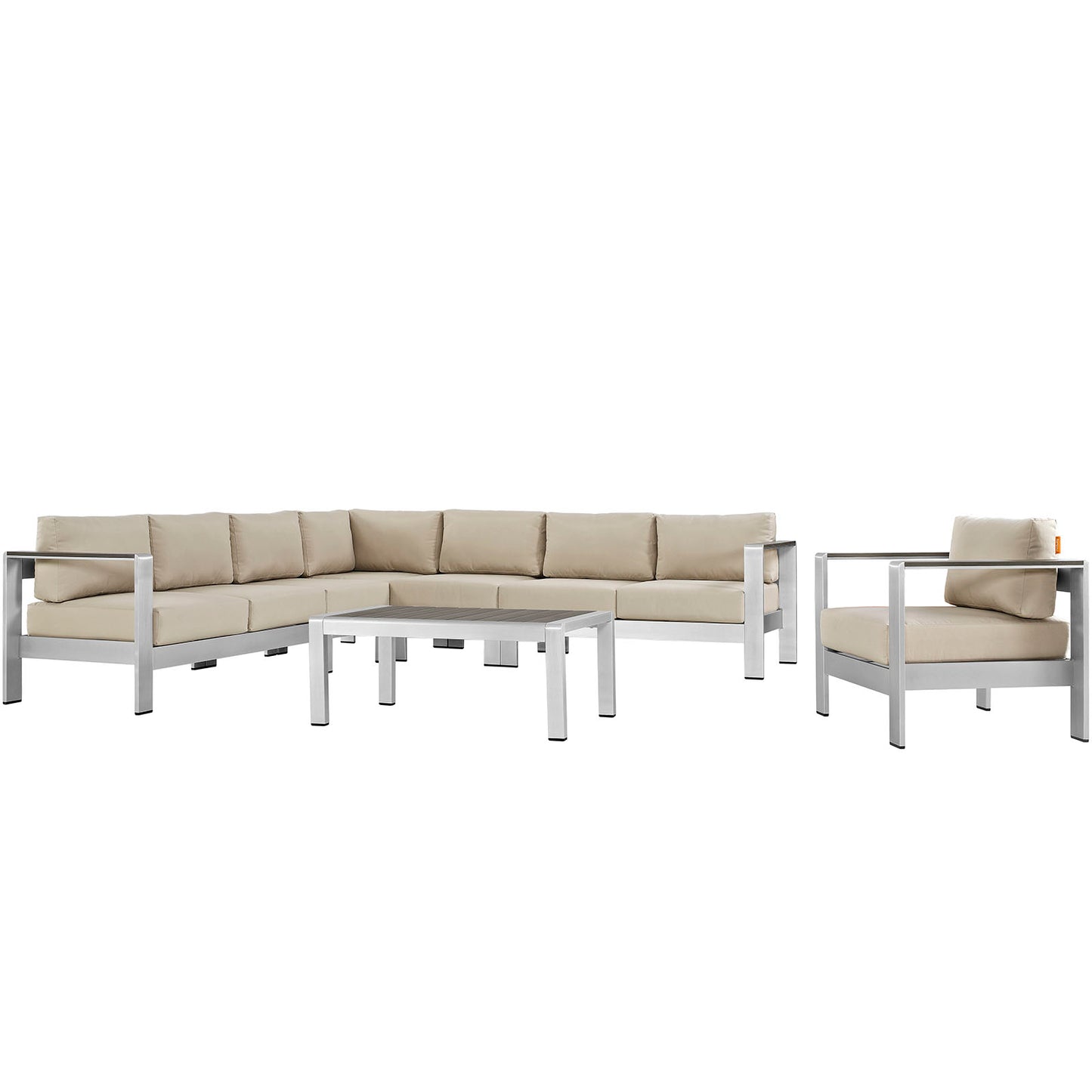 Modway Shore 7 Piece Outdoor Patio Aluminum Sectional Sofa Set - EEI-2562 | Outdoor Sofas, Loveseats & Sectionals | Modishstore - 4