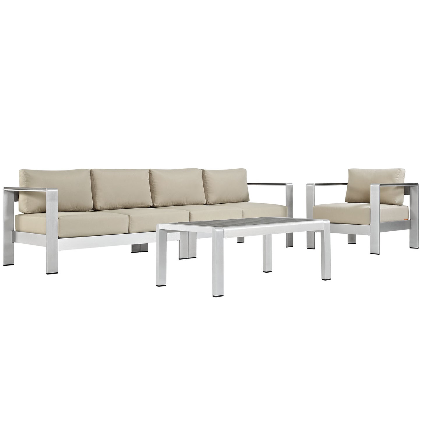 Modway EEI-2563 Shore 4 Piece Outdoor Patio Aluminum Sectional Sofa Set - EEI-2563 | Outdoor Sofas, Loveseats & Sectionals | Modishstore - 4