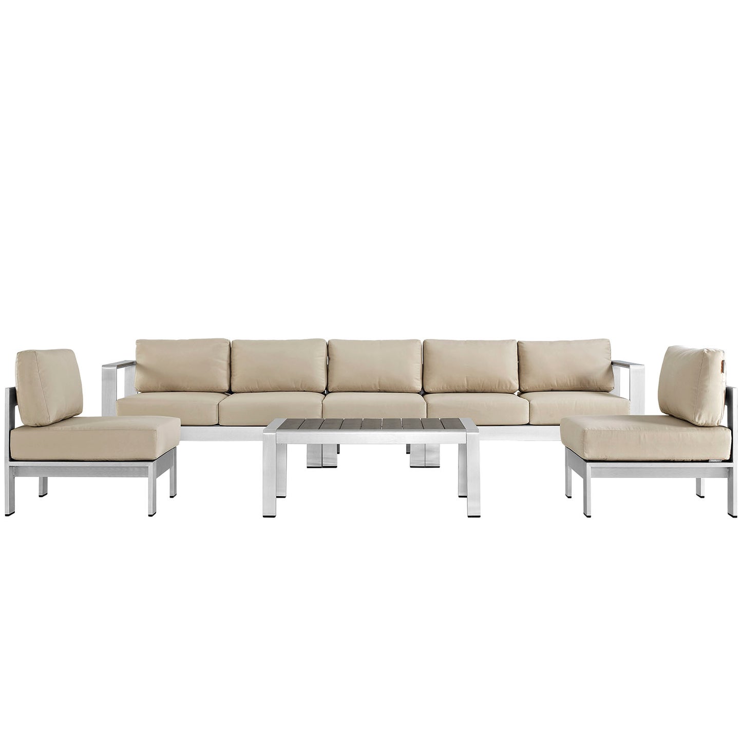 Modway EEI-2565 Shore 6 Piece Outdoor Patio Aluminum Sectional Sofa Set - EEI-2565 | Outdoor Sofas, Loveseats & Sectionals | Modishstore - 4