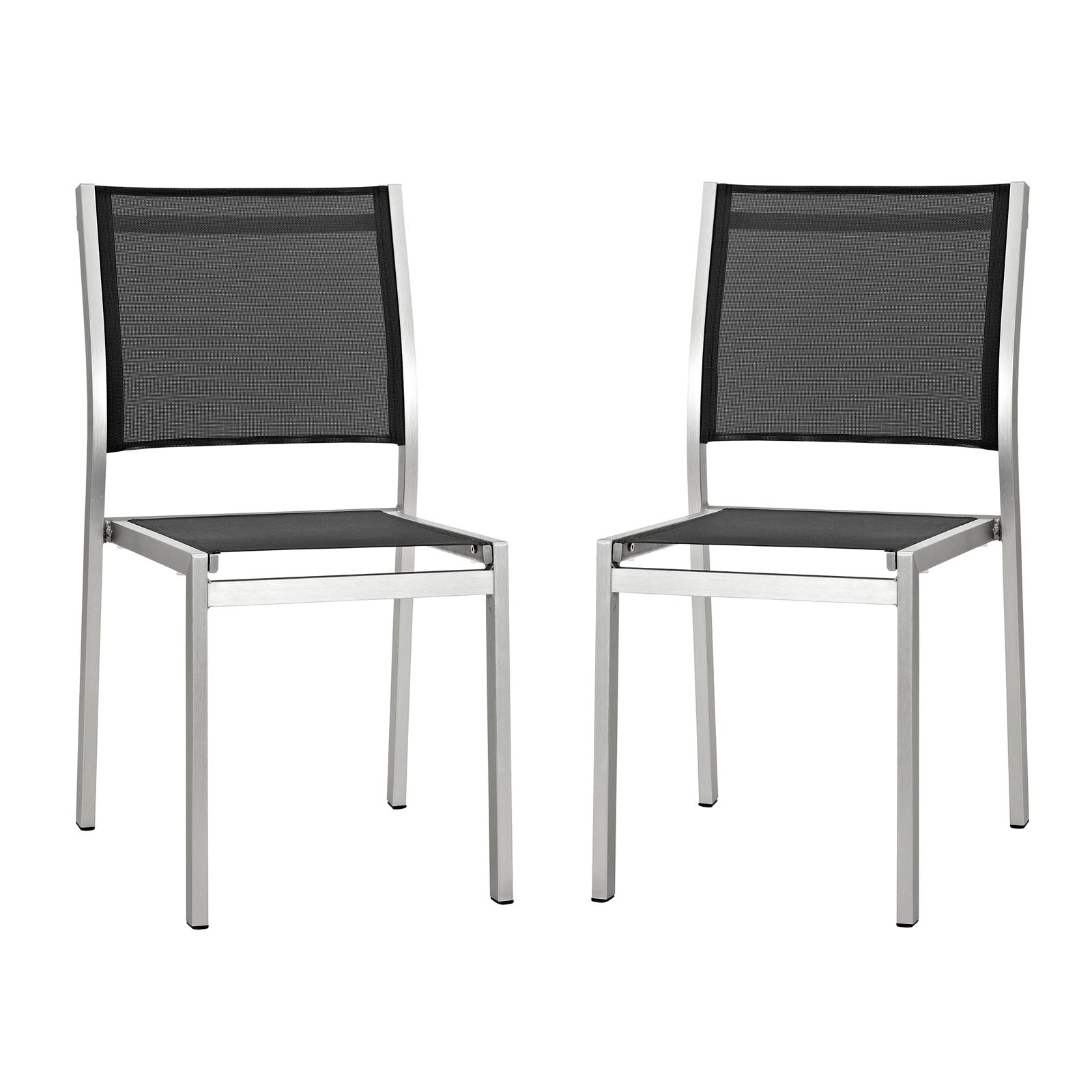 Modway Shore Side Chair Outdoor Patio Aluminum Set of 2 - Silver Black | Outdoor Chairs | Modishstore-8