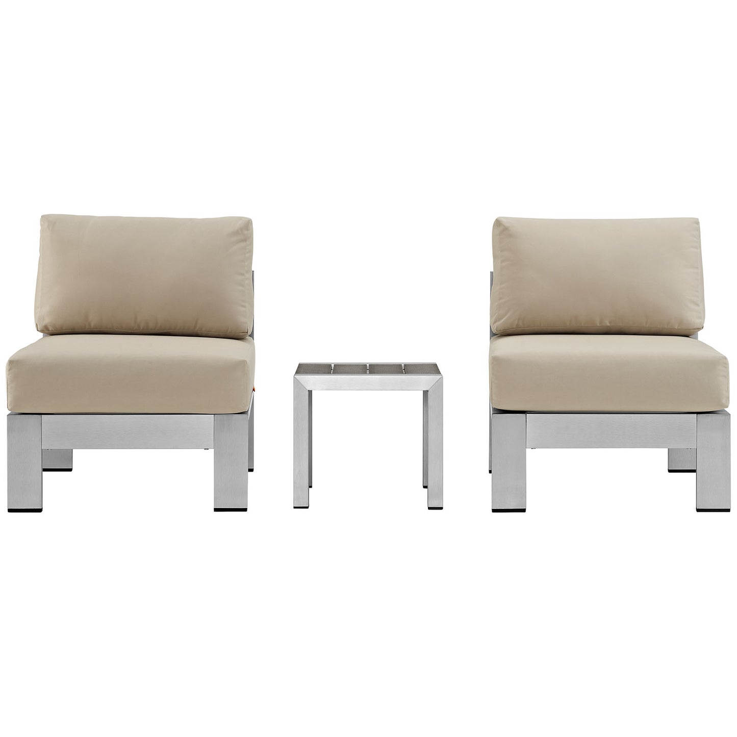 Modway EEI-2598 Shore 3 Piece Outdoor Patio Aluminum Sectional Sofa Set - EEI-2598 | Outdoor Sofas, Loveseats & Sectionals | Modishstore - 4