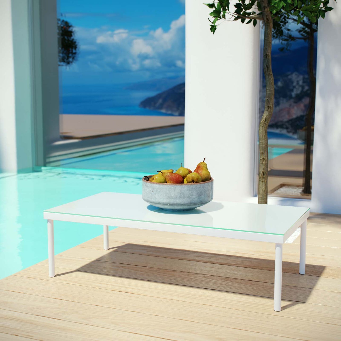 Modway Harmony Outdoor Patio Aluminum Coffee Table - White - EEI-2605 | Outdoor Tables | Modishstore - 1