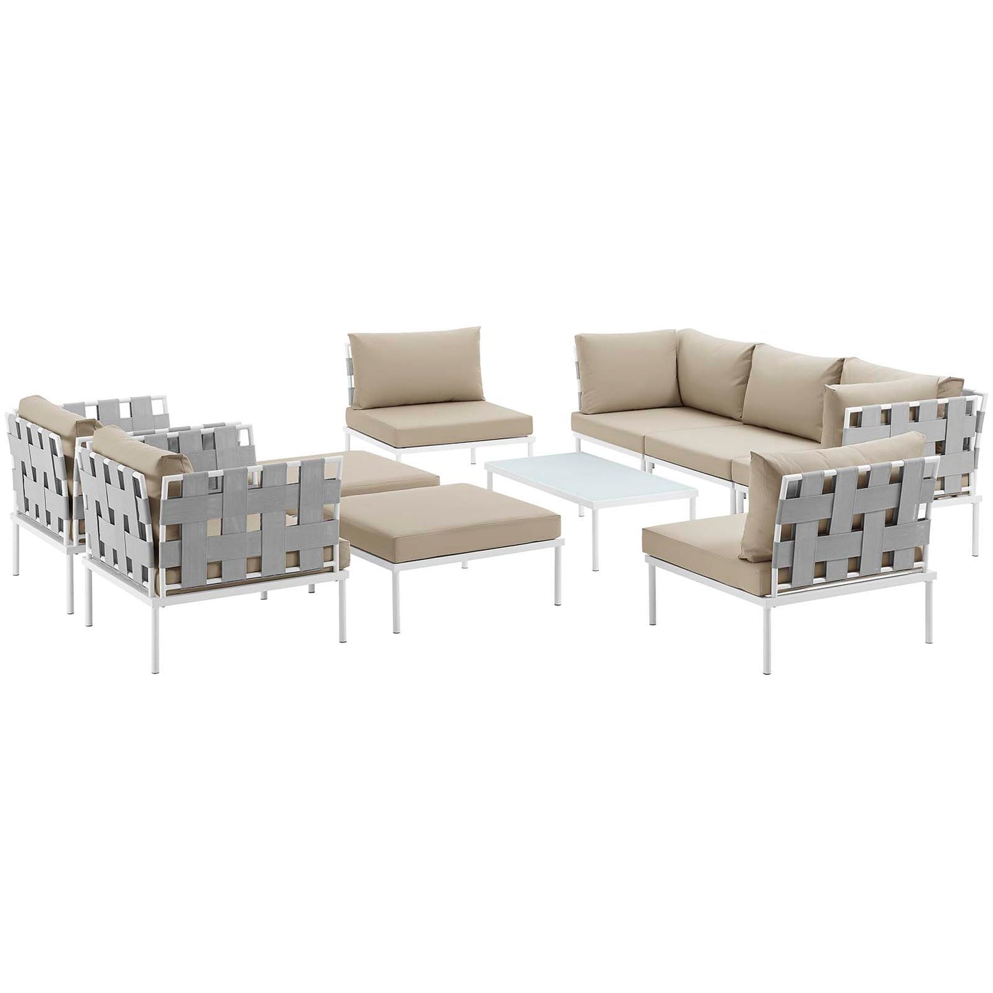 Modway Harmony 10 Piece Outdoor Patio Aluminum Sectional Sofa Set - EEI-2616 | Outdoor Sofas, Loveseats & Sectionals | Modishstore - 4