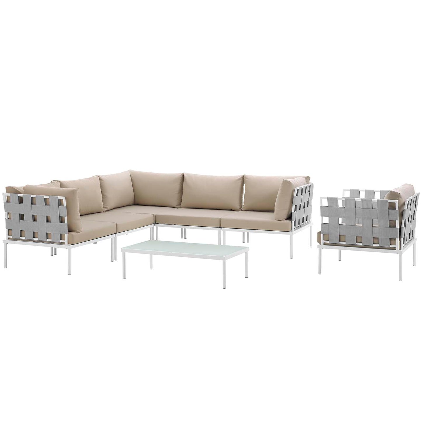 Modway Harmony 7 Piece Outdoor Patio Aluminum Sectional Sofa Set - EEI-2620 | Outdoor Sofas, Loveseats & Sectionals | Modishstore - 4
