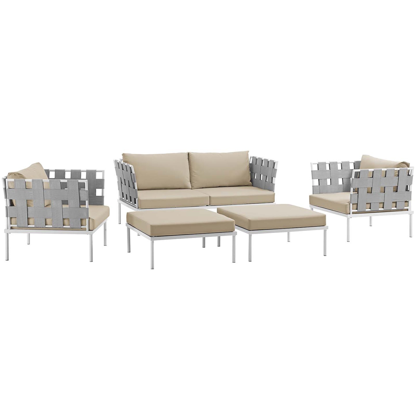 Modway Harmony 5 Piece Outdoor Patio Aluminum Sectional Sofa Set - EEI-2621 - EEI-2621 | Outdoor Sofas, Loveseats & Sectionals | Modishstore - 4